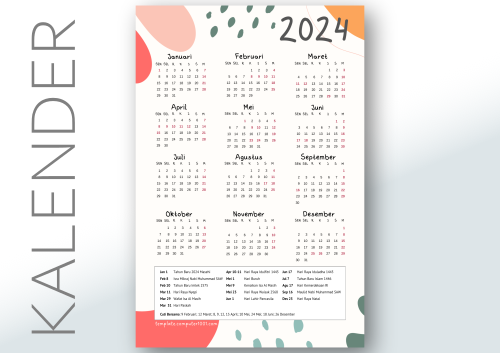 Download Kalender 2024 Lengkap dengan Tanggal Merah Abstract Red