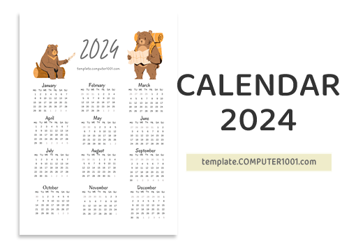 Kalender 2024 Calendar PDF Camping Bear