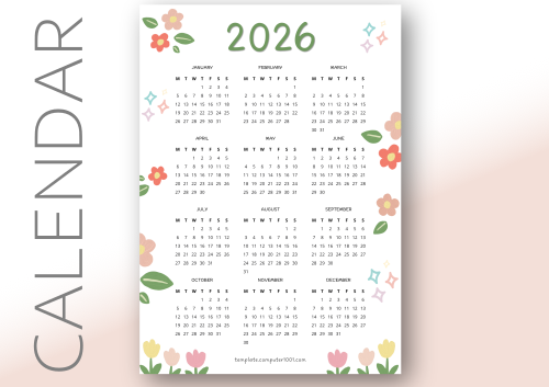 Kalender 2026 PDF Little Flowers Calendar PDF Free