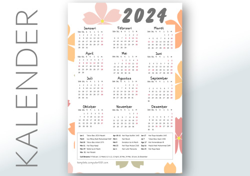 Kalender 2024 Lengkap dengan Tanggal Merah Flowers
