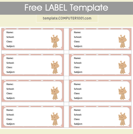 8 per Page Label Template Word TJ Label 100 Cute Dog A