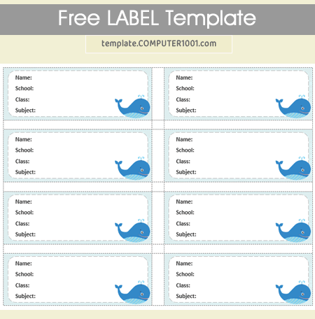 8 per Page Label Template Word TJ Label 100 Blue Whale
