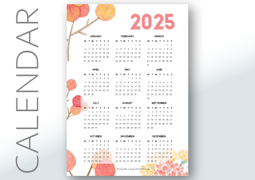 Kalender 2025 Gratis Download Berry Beautiful 2025 Calendar Monday Start PDF A4