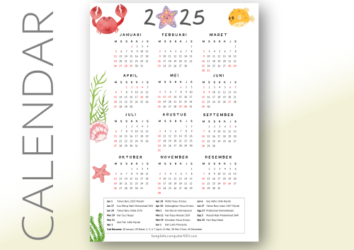 Download Kalender Indonesia 2025 Lucu Cute Ocean