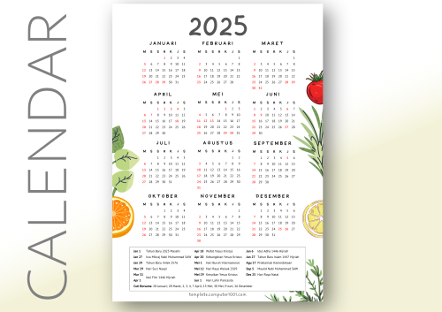 Download Kalender 2025 Libur Nasional Indonesia Fruity