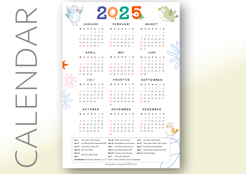 Download Kalender Indonesia 2025 PDF Little Birds