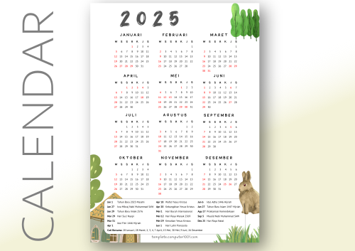 Download Kalender 2025 Indonesia PDF Free Little Bunny