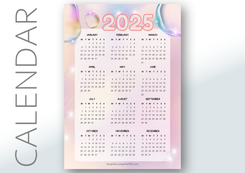 Kalender 2025 Aesthetic Shiny Pink 2025 Calendar Monday Start PDF A4