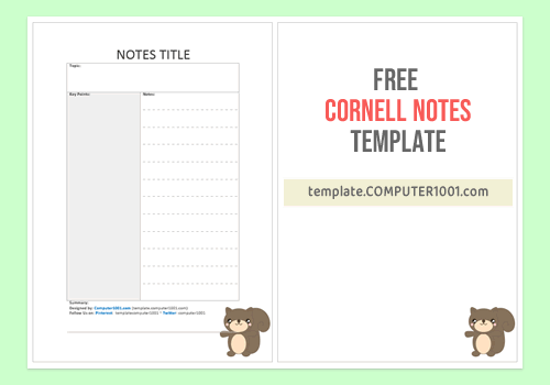 Cornell Notes Template in Word Chipmunk