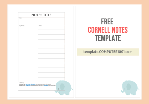 Cornell Notes Template Word Elephant