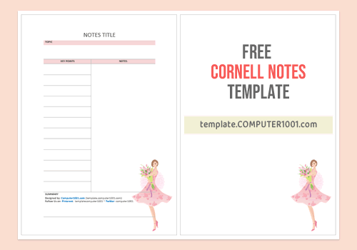 Pretty Cornell Notes Template Word Girl 2
