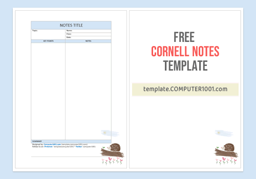 Cornell Notes Template Word Hedgehog