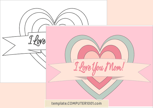 Mother’s Day Card Coloring Page PDF I Love You Mom