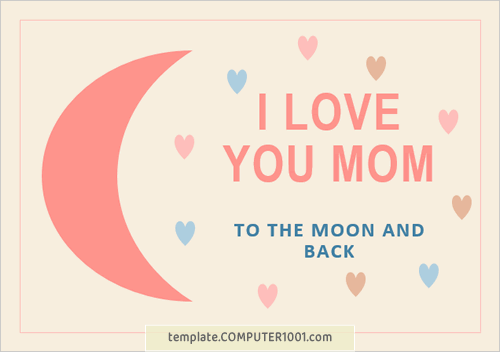 Mother’s Day Card Template Word Moon