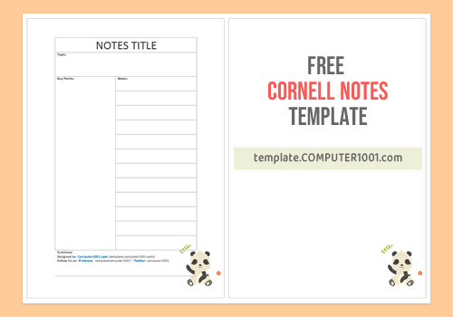 Cornell Notes Template Word Panda