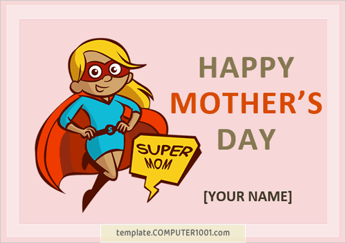 Mother’s Day Card Template Word Super Mom
