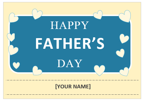 Happy Father’s Day Card Template Word Hearts