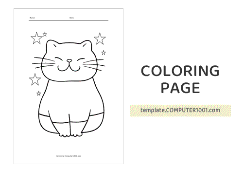 Cute Cat Coloring Page PDF 1