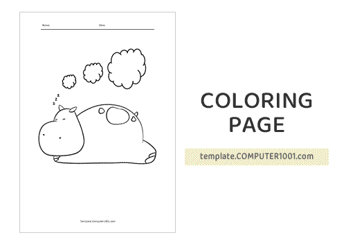 Cute Hippo Coloring Page PDF 13