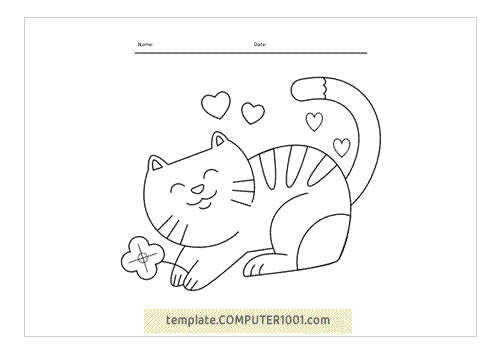 Cute Cat Coloring Page PDF 2