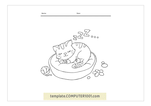Cute Cat Coloring Page PDF 3