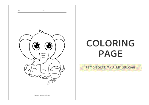 Cute Elephant Coloring Page PDF 5