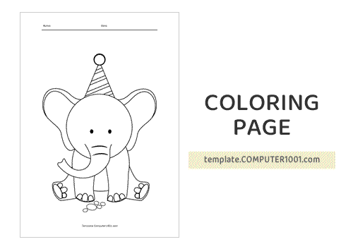 Cute Elephant Coloring Page PDF 6