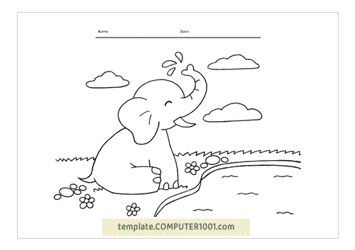 Cute Elephant Coloring Page PDF 8