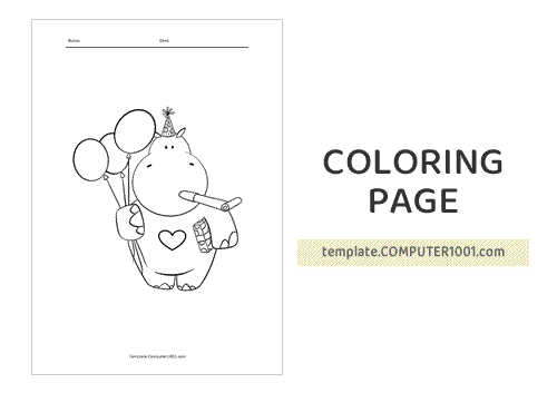 Cute Hippo Coloring Page PDF 9