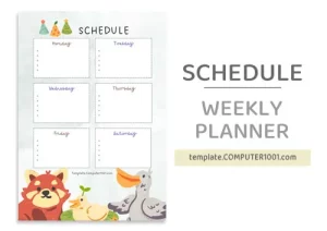 Cute Animals Weekly Schedule Template For Kids Weekly Planner