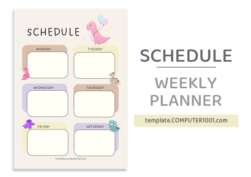 Cute Dino Weekly Schedule Template Weekly Planner PDF