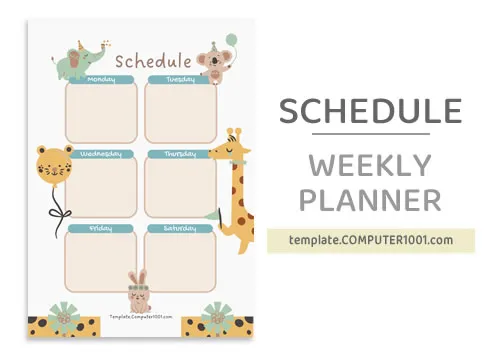 Weekly Schedule Template PDF Fun Animals