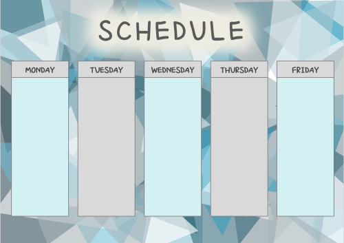7 Abstract Blue Mon Fri Schedule Landscape PPT Template Free
