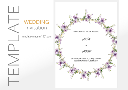 Wedding Invitation Template Word 04 Elegant Purple