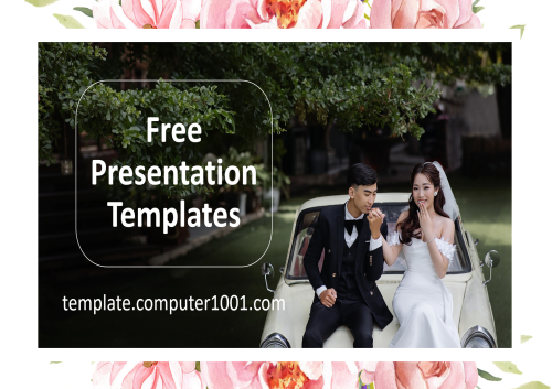 W22 pink floral wedding ppt template computer1001