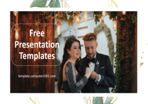 W30 minimalist green photo album wedding ppt template computer1001