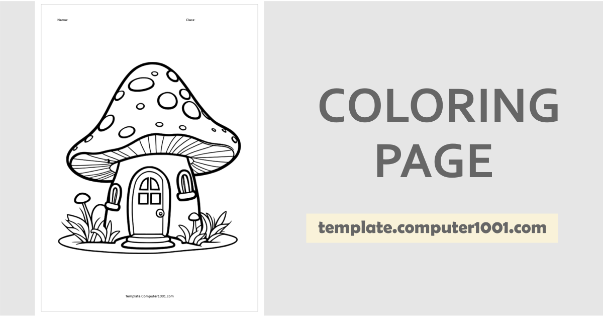 Fairy Mushroom House Coloring Page PDF C42