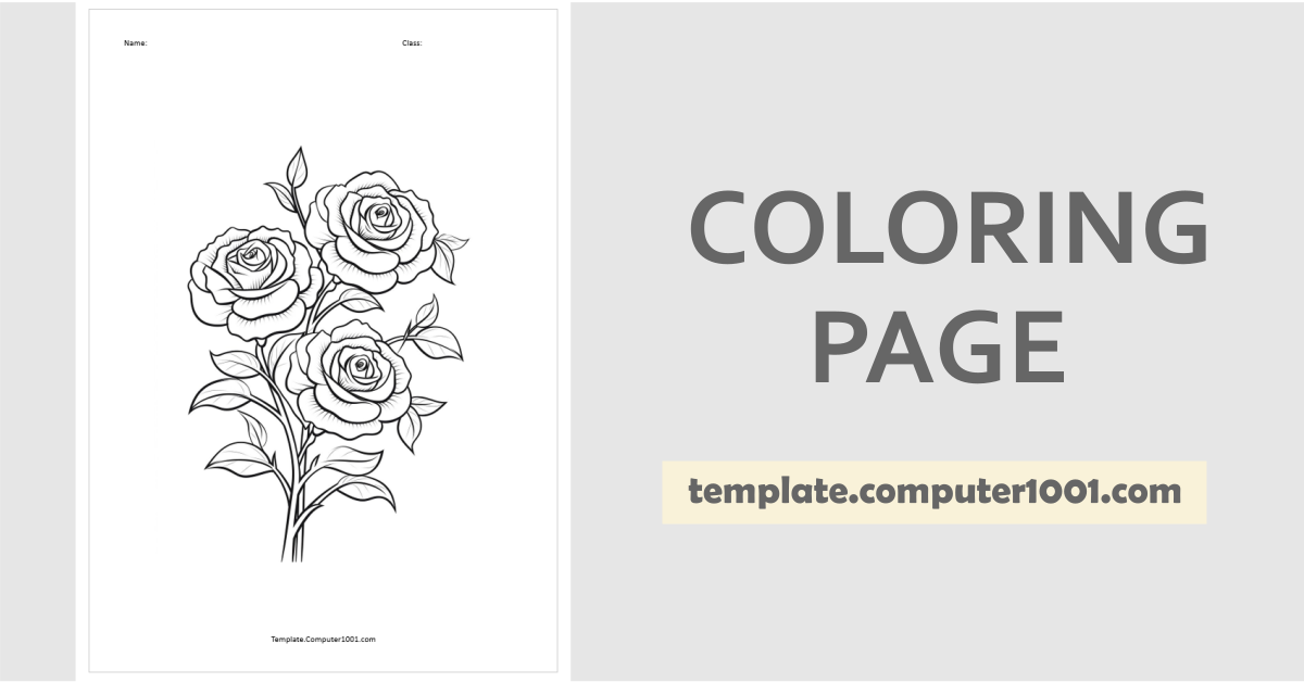 Rose Flowers Coloring Page PDF C46