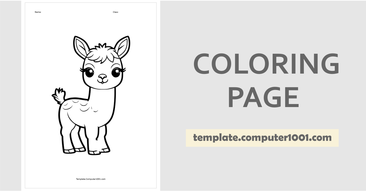 Cute Alpaca Coloring Page PDF C47