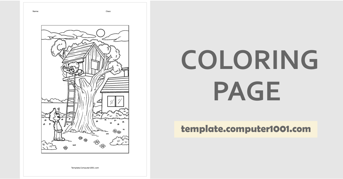 Tree House Coloring Page PDF C54
