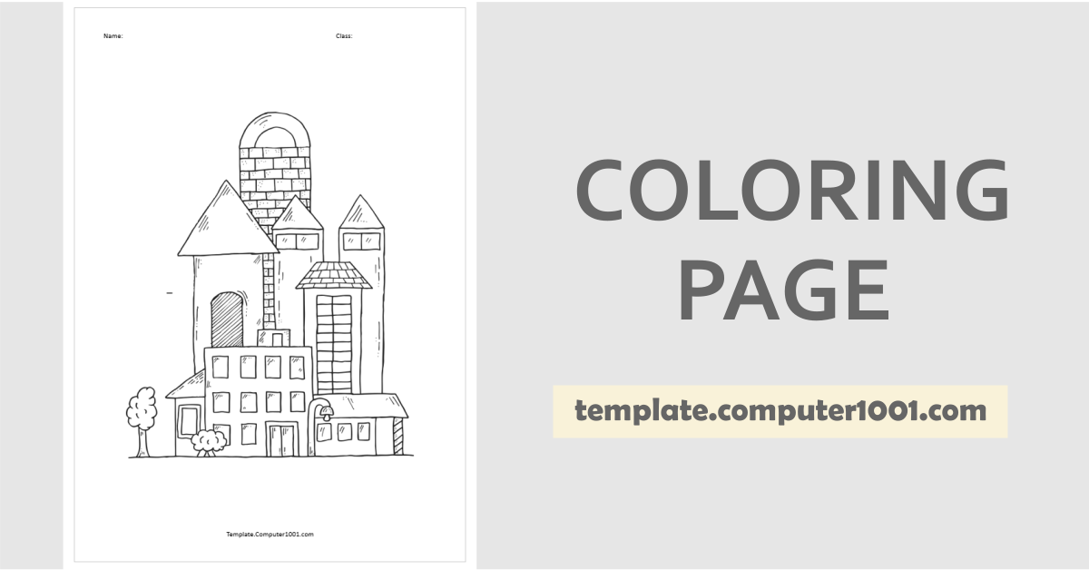 Neighborhood Buildings Coloring Page PDF C56