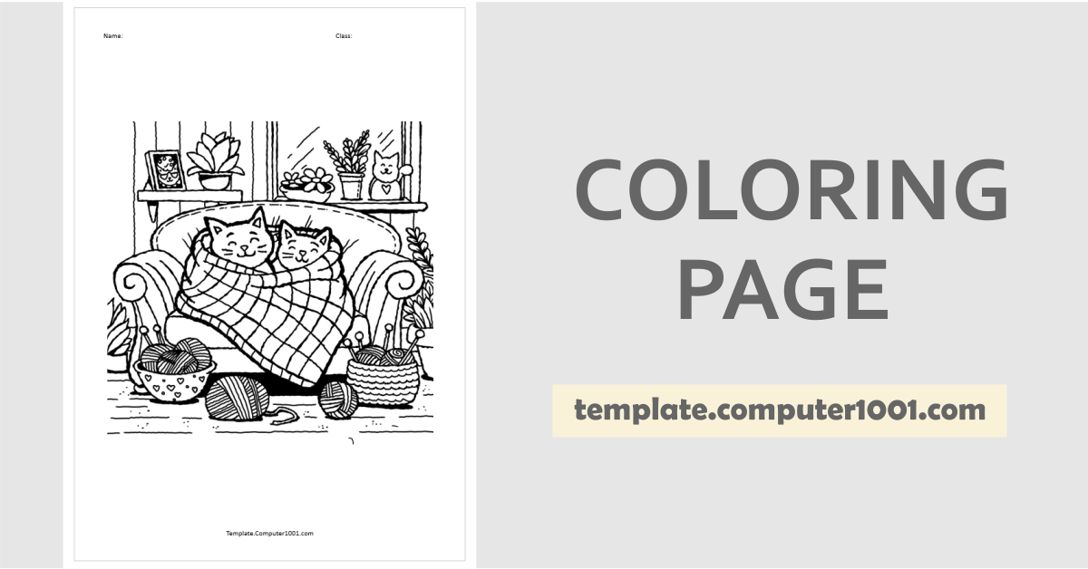 Cozy Cats Coloring Page PDF C60