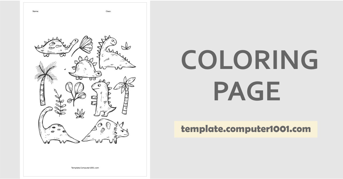 Cute Dinosaurs Coloring Page PDF C61