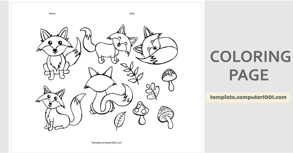 Cute Fox Fall Coloring Page PDF C64