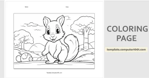 C65 Cute Squirrel Coloring Page PDF Gambar Mewarnai Bajing Lucu Computer1001