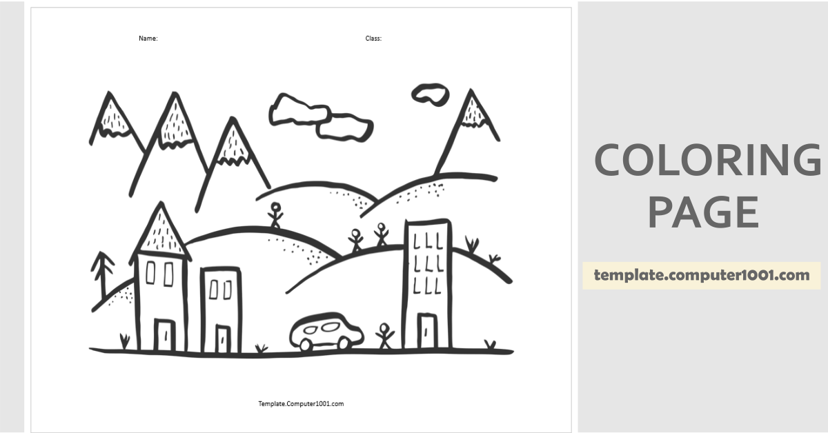 Village Coloring Page PDF C68