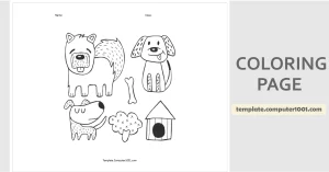 C70 Cute Dogs Coloring Page PDF Gambar Mewarnai Anjing Lucu