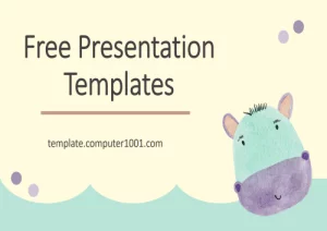 28 Cute Hippo PowerPoint Template Design for Kids - Template PPT Lucu Gratis Kuda Nil Biru Ungu Muda Computer1001