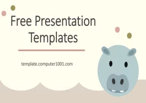 Free Funny Hippo Cute PowerPoint Template Design for Kids - Template PPT Lucu Kuda Nil Imut untuk Anak