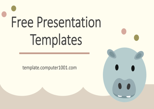 Free Funny Hippo Cute PowerPoint Template Design for Kids - Template PPT Lucu Kuda Nil Imut untuk Anak